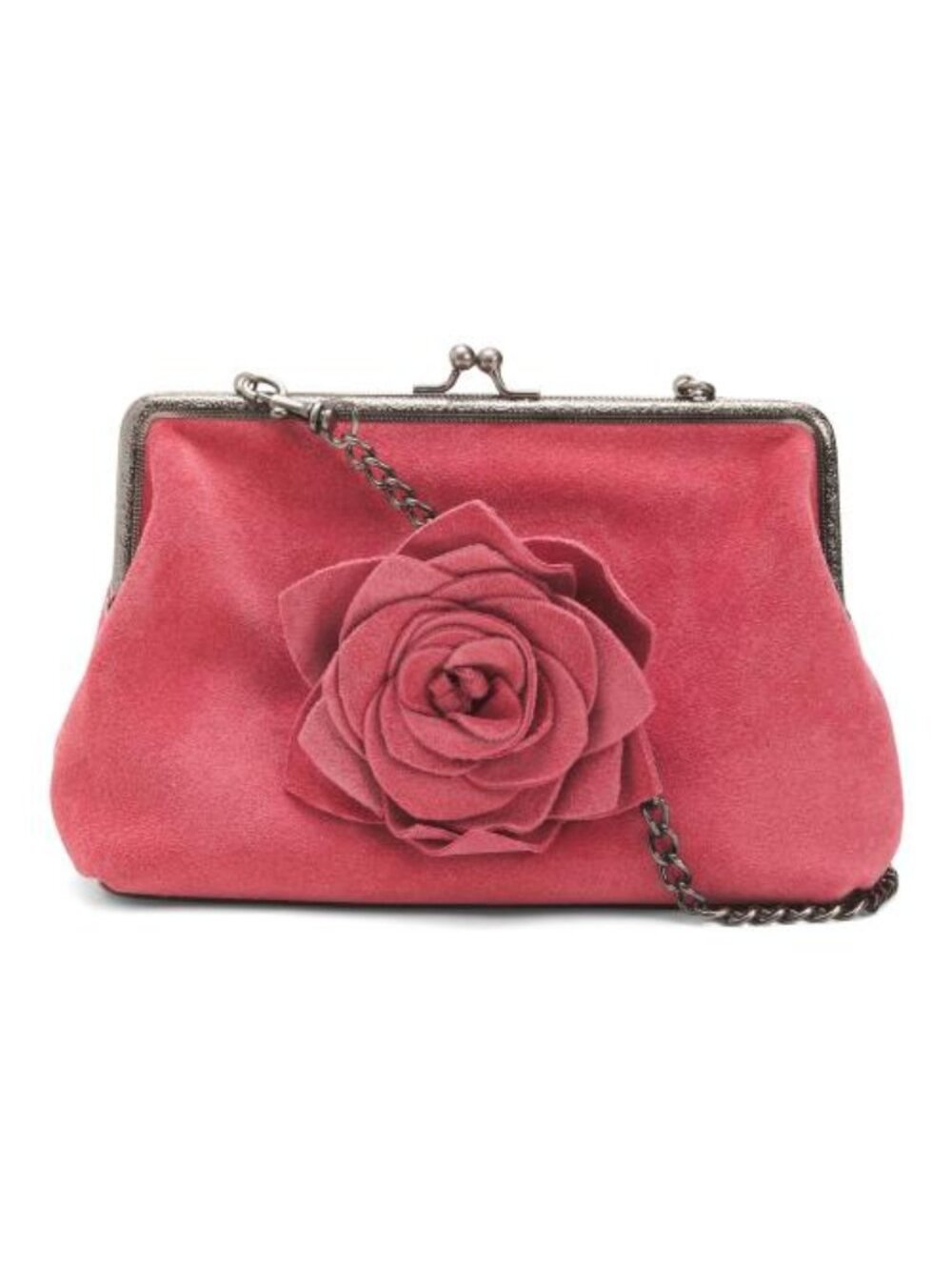 PATRICIA NASH Suede Borriana Framed Clutch With Chain Strap